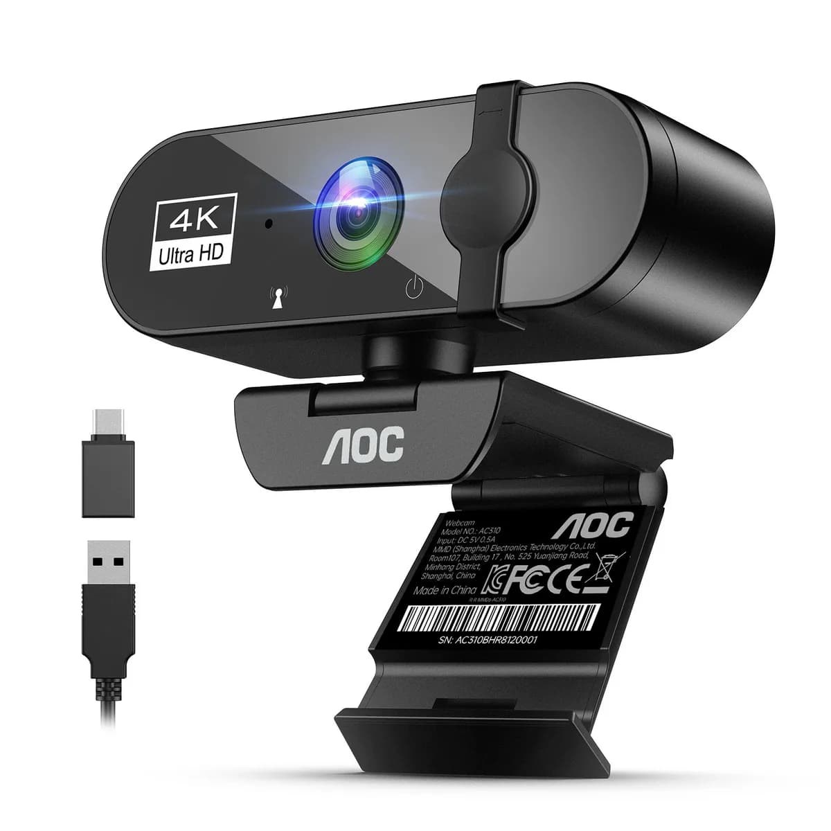 AOC 4K UHD 웹캠 노이즈캔슬링 마이크 내장 블랙 AC310 가격 추이 AOC 4K UHD 웹캠 노이즈캔슬링 마이크 내장 블랙 AC310 - 최저가 54,900원