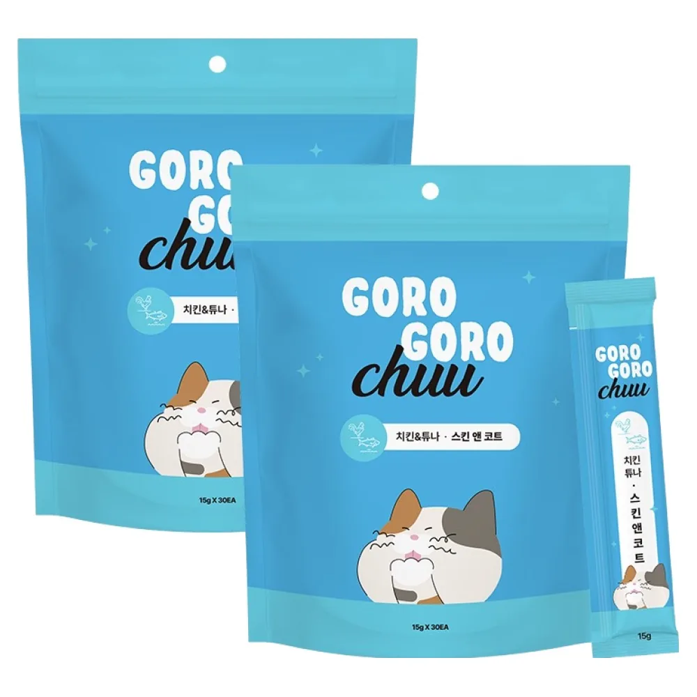 gorogoro 고양이 츄 치킨 튜나 스킨 앤 코트 짜먹는 간식 30p 가격 추이 gorogoro 고양이 츄 치킨 튜나 스킨 앤 코트 짜먹는 간식 30p - 최저가 7,800원