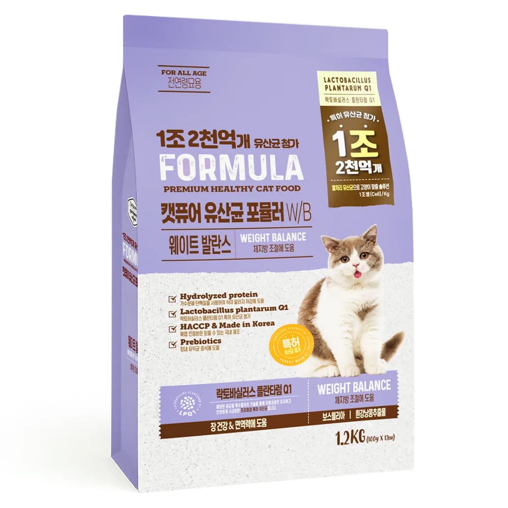 캣퓨어 고양이 유산균 포뮬러 기능성 사료 다이어트+장건강 1.2kg 가격 추이 캣퓨어 고양이 유산균 포뮬러 기능성 사료 다이어트+장건강 1.2kg - 최저가 15,390원