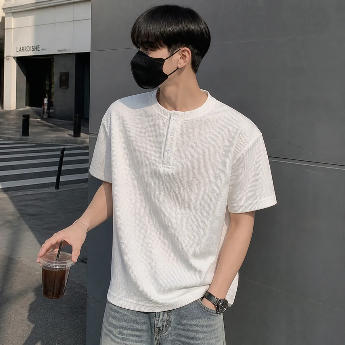 CHENZE 남자반팔티 헨리넥 티셔츠 와플소재 가격 추이 CHENZE 남자반팔티 헨리넥 티셔츠 와플소재 - 최저가 7,990원