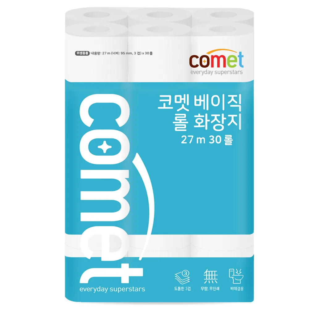 코멧 베이직 3겹 롤화장지 27m 가격 추이 코멧 베이직 3겹 롤화장지 27m - 최저가 9,560원