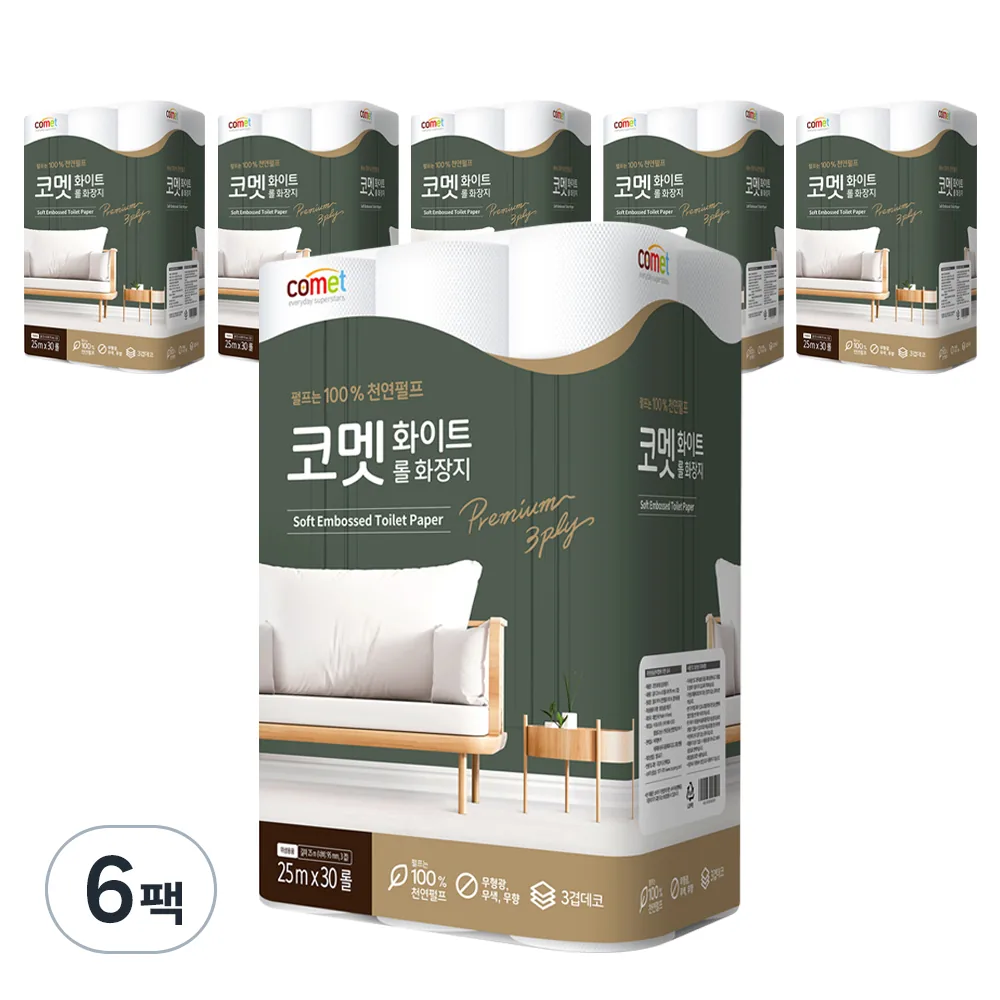 코멧 화이트 천연펄프 3겹 25m 가격 추이 코멧 화이트 천연펄프 3겹 25m - 최저가 11,250원