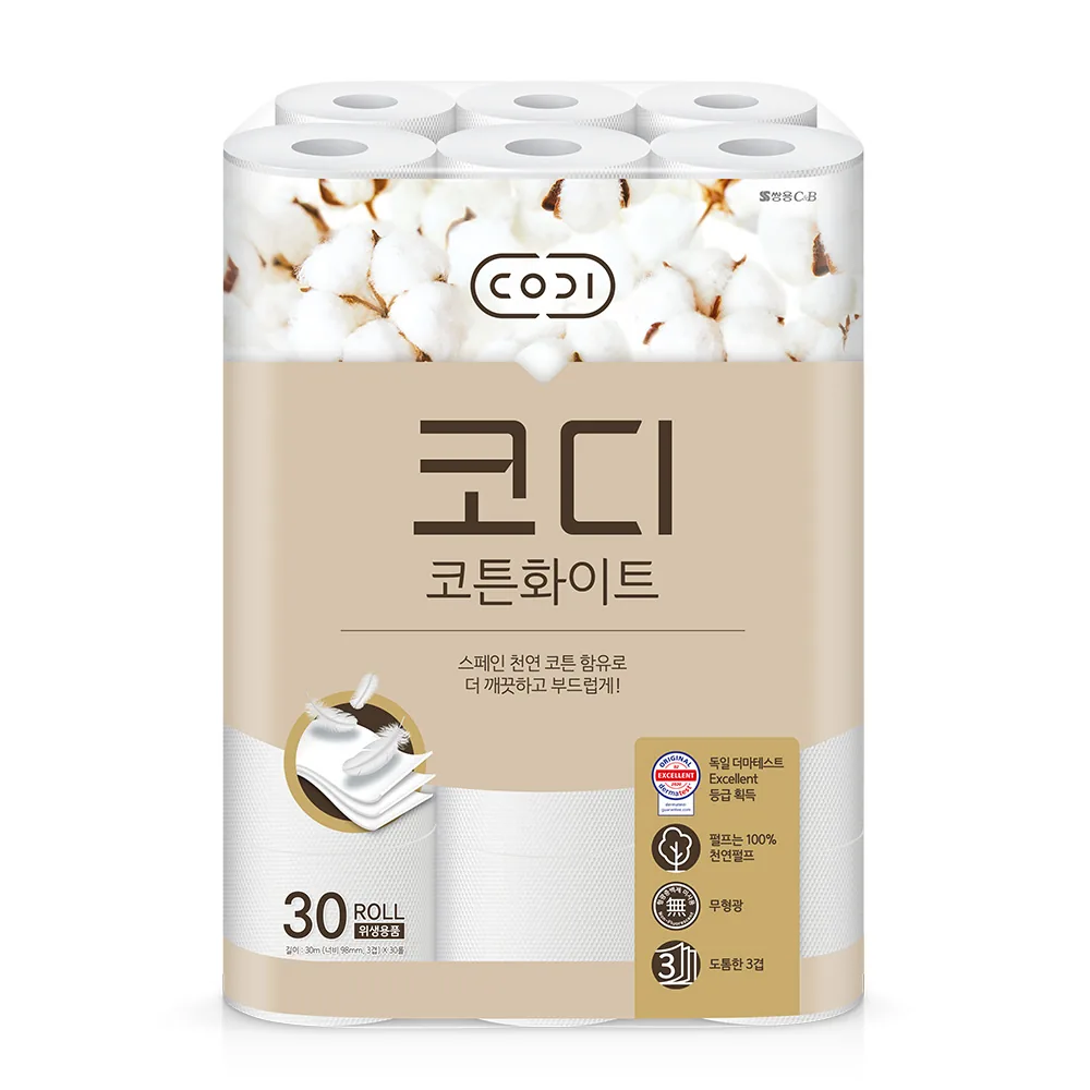 코디 코튼화이트 3겹 천연펄프 롤화장지 가격 추이 코디 코튼화이트 3겹 천연펄프 롤화장지 - 최저가 16,900원