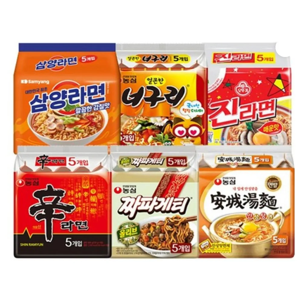 봉지라면 혼합 30개 (신라면5+짜파게티5+안성탕면5+삼양라면5+너구리5+진라면매운맛5) 가격 추이 봉지라면 혼합 30개 (신라면5+짜파게티5+안성탕면5+삼양라면5+너구리5+진라면매운맛5) - 최저가 24,500원