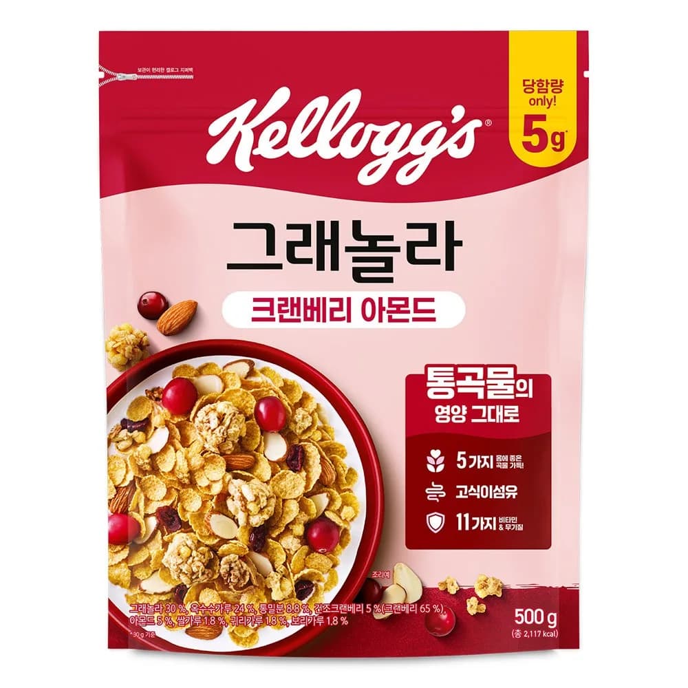 켈로그 크랜베리 아몬드 그래놀라 시리얼 500g 6개 가격 추이 켈로그 크랜베리 아몬드 그래놀라 시리얼 500g 6개 - 최저가 36,170원