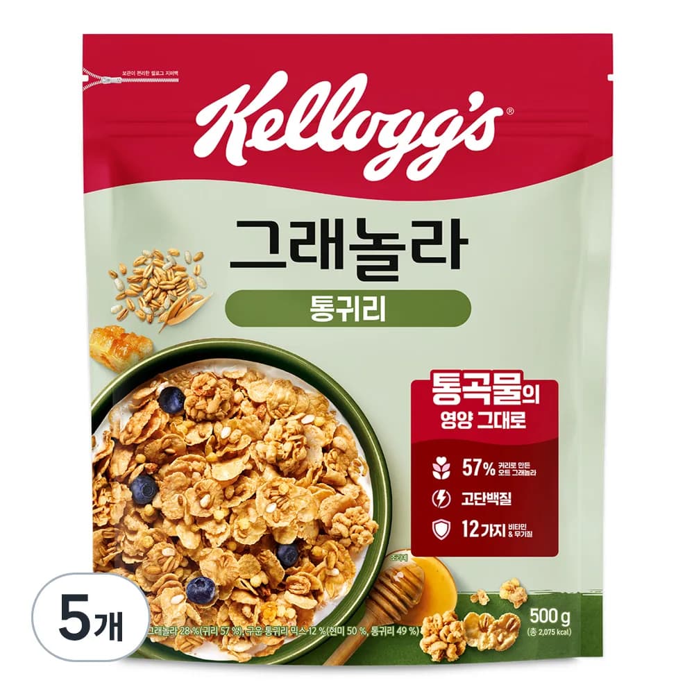 켈로그 통귀리 그래놀라 시리얼 500g 5개 가격 추이 켈로그 통귀리 그래놀라 시리얼 500g 5개 - 최저가 27,440원