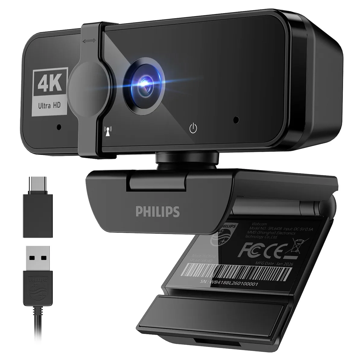 PHILIPS 4K UHD 웹캠 노이즈캔슬링 마이크 내장 SPL6418 BLACK 가격 추이 PHILIPS 4K UHD 웹캠 노이즈캔슬링 마이크 내장 SPL6418 BLACK - 최저가 57,800원