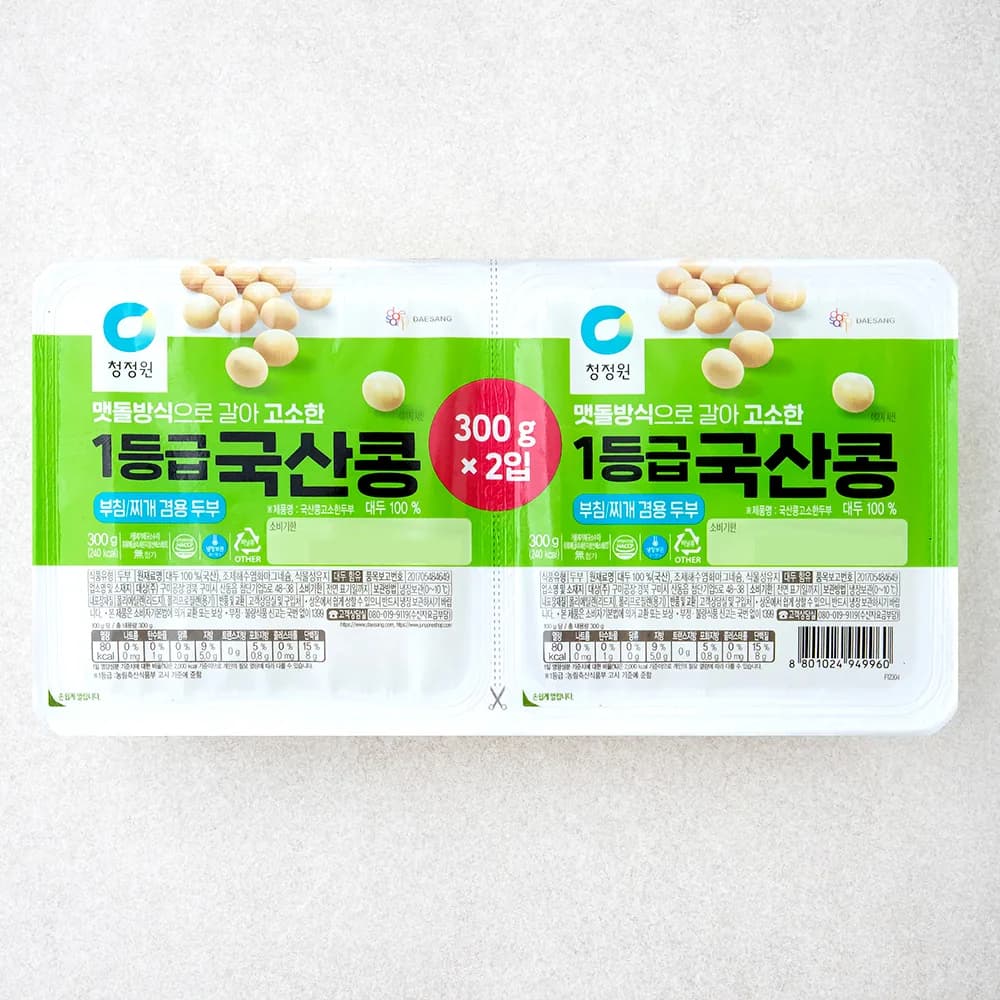 청정원 1등급 국산콩 두부 부침찌개 겸용 가격 추이 청정원 1등급 국산콩 두부 부침찌개 겸용 - 최저가 3,900원
