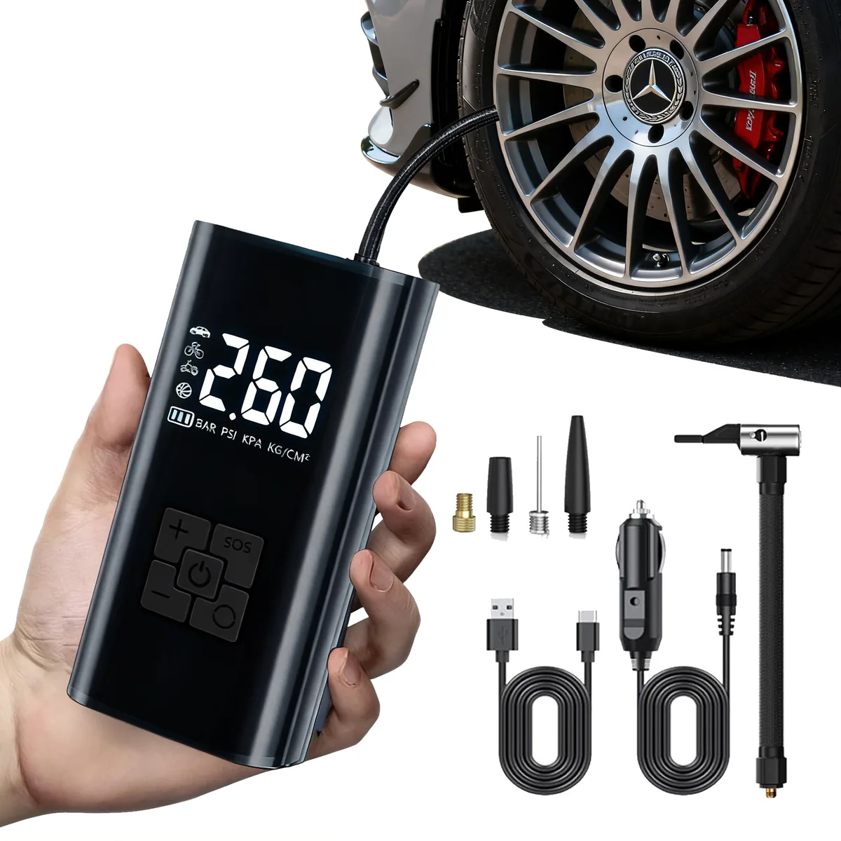 타이어 공기압 주입기 휴대용 무선 올인원 세트 6000mAh 타이어 압력 모니터링/led손전등/보조배터리/자동차 농구공 자전거 오토바이 다용도에어펌프 가격 추이 타이어 공기압 주입기 휴대용 무선 올인원 세트 6000mAh 타이어 압력 모니터링/led손전등/보조배터리/자동차 농구공 자전거 오토바이 다용도에어펌프 - 최저가 15,800원