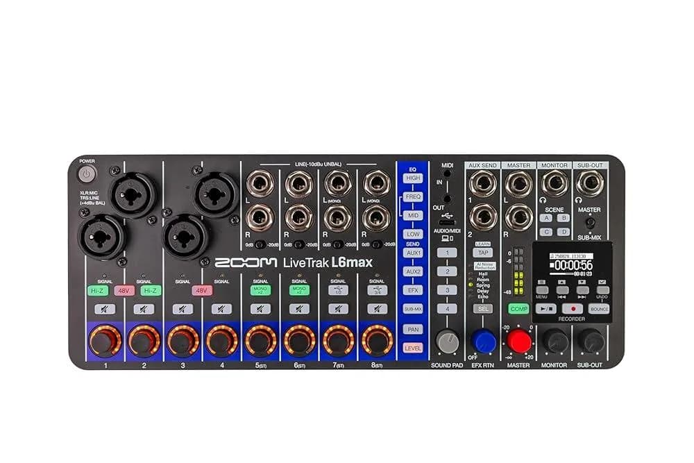 Zoom LiveTrak L6max 디지털 믹서 및 레코더, 12채널, 32비트 플로트, 배터리 전원, 콤보 4개 + 스테레오 입력 8개, MIDI, 이펙트, 사운드 패드, 3 가격 추이 Zoom LiveTrak L6max 디지털 믹서 및 레코더, 12채널, 32비트 플로트, 배터리 전원, 콤보 4개 + 스테레오 입력 8개, MIDI, 이펙트, 사운드 패드, 3 - 최저가 764,000원