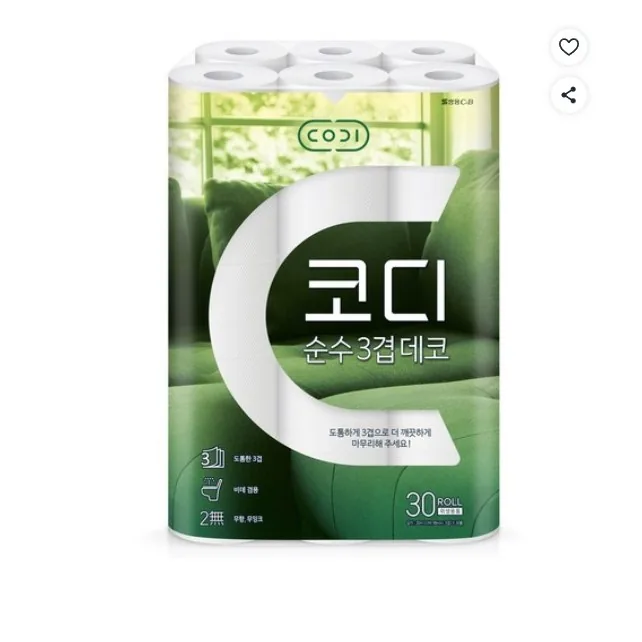 코디 순수3겹데코 두루마리휴지 30M 30롤 3개 가격 추이 코디 순수3겹데코 두루마리휴지 30M 30롤 3개 - 최저가 11,300원