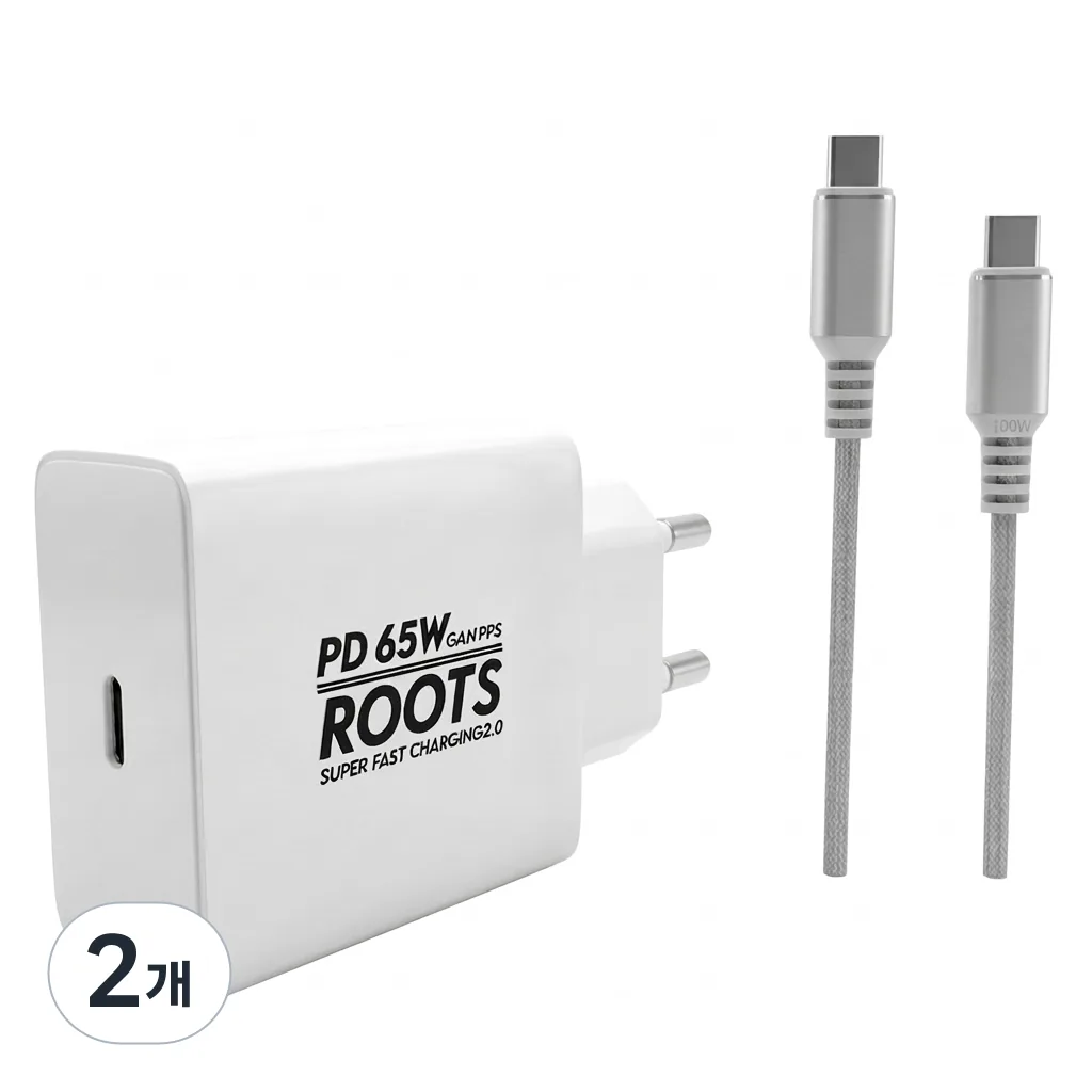 루츠 65W GaN PD PPS C타입 충전기 + C to C 100W 5A 케이블 1.5M 화이트 2개 가격 추이 루츠 65W GaN PD PPS C타입 충전기 + C to C 100W 5A 케이블 1.5M 화이트 2개 - 최저가 59,300원