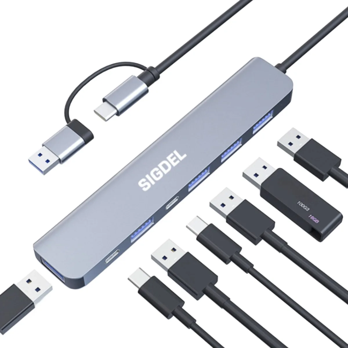 시그델 7in1 USB 3.0 C타입 겸용 멀티 허브 7포트 USB*5 C타입*2 UH-01 메탈실버 가격 추이 시그델 7in1 USB 3.0 C타입 겸용 멀티 허브 7포트 USB*5 C타입*2 UH-01 메탈실버 - 최저가 23,900원
