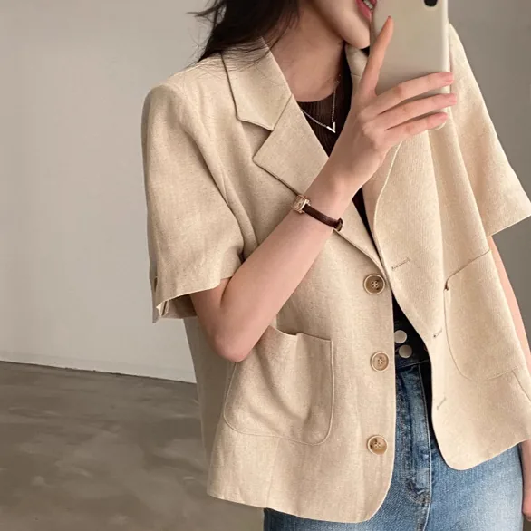 여성용 여름 린넨 베이직 캐주얼 반팔 자켓 가격 추이 여성용 여름 린넨 베이직 캐주얼 반팔 자켓 - 최저가 19,880원